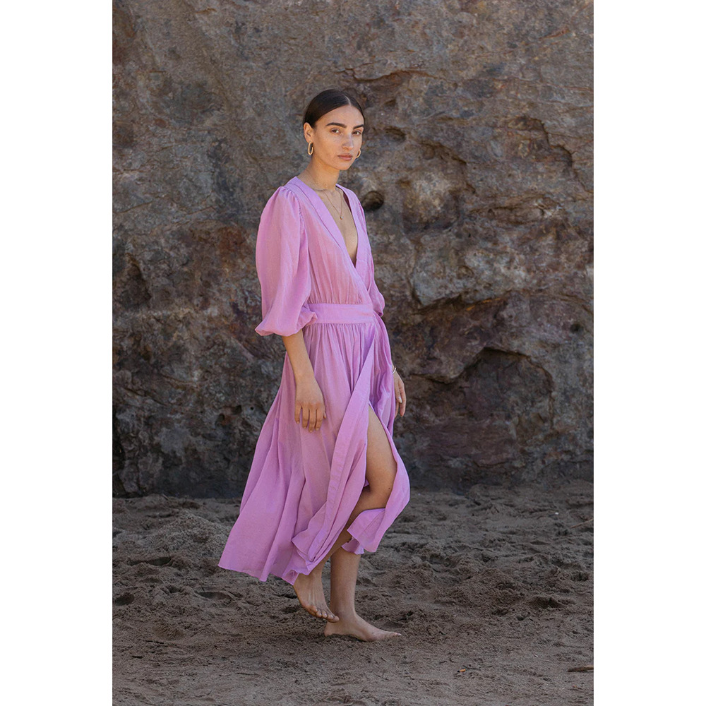 Ciao Lucia Cala Wrap Midi Dress Lilac Size L - Picture 2 of 10